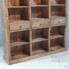 Rajasthan Handcarved Indian Furniture Wooden Vintage Arch Bookshelf 170X40X180 Cm