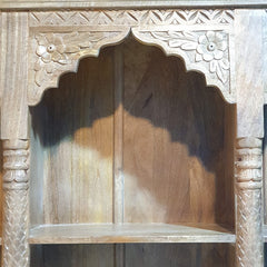 Rajasthan Handcarved Indian Furniture Wooden Vintage Arch Bookshelf 170X40X180 Cm