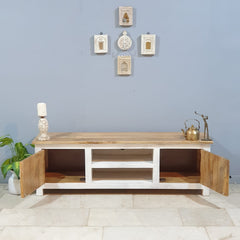 Handmade Indian Furniture Solid Hard Wood TV Unit 160x40x50Cm