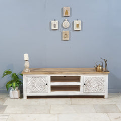 Handmade Indian Furniture Solid Hard Wood TV Unit 160x40x50Cm