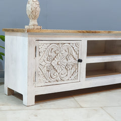 Handmade Indian Furniture Solid Hard Wood TV Unit 160x40x50Cm