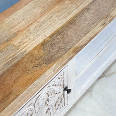 Handmade Indian Furniture Solid Hard Wood TV Unit 160x40x50Cm