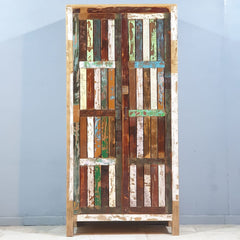 Nirvana Reclaimed Wood Timber Pantry Wardrobe Cabinet Multicolor