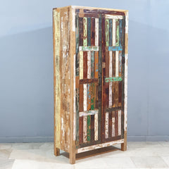 Nirvana Reclaimed Wood Timber Pantry Wardrobe Cabinet Multicolor