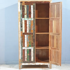 Nirvana Reclaimed Wood Timber Pantry Wardrobe Cabinet Multicolor
