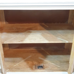 French Arched Glass Door Solid Wood Cabinet 80x40x90 Cm White