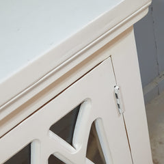French Arched Glass Door Solid Wood Cabinet 80x40x90 Cm White
