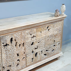 Corsica Contemporary Large Premium Solid Wood Floral Hand-Carving Sideboard C30