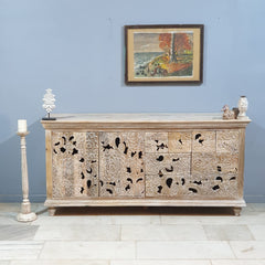 Corsica Contemporary Large Premium Solid Wood Floral Hand-Carving Sideboard C30