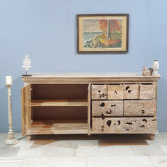 Corsica Contemporary Large Premium Solid Wood Floral Hand-Carving Sideboard C30