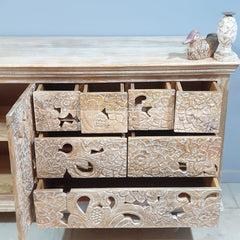 Corsica Contemporary Large Premium Solid Wood Floral Hand-Carving Sideboard C30