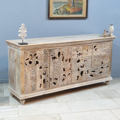 Corsica Contemporary Large Premium Solid Wood Floral Hand-Carving Sideboard C30