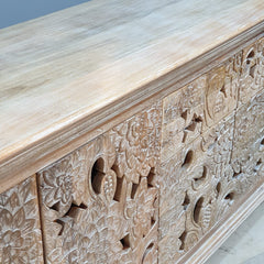 Corsica Contemporary Large Premium Solid Wood Floral Hand-Carving Sideboard C30