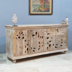 Corsica Contemporary Large Premium Solid Wood Floral Hand-Carving Sideboard C30
