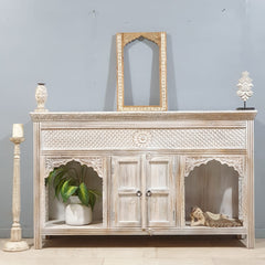 Indian Hand Carved Solid Wood Sideboard Buffet C32