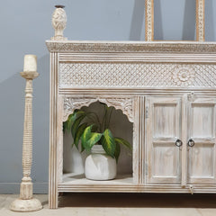 Indian Hand Carved Solid Wood Sideboard Buffet C32