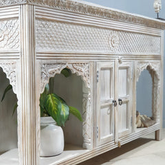 Indian Hand Carved Solid Wood Sideboard Buffet C32