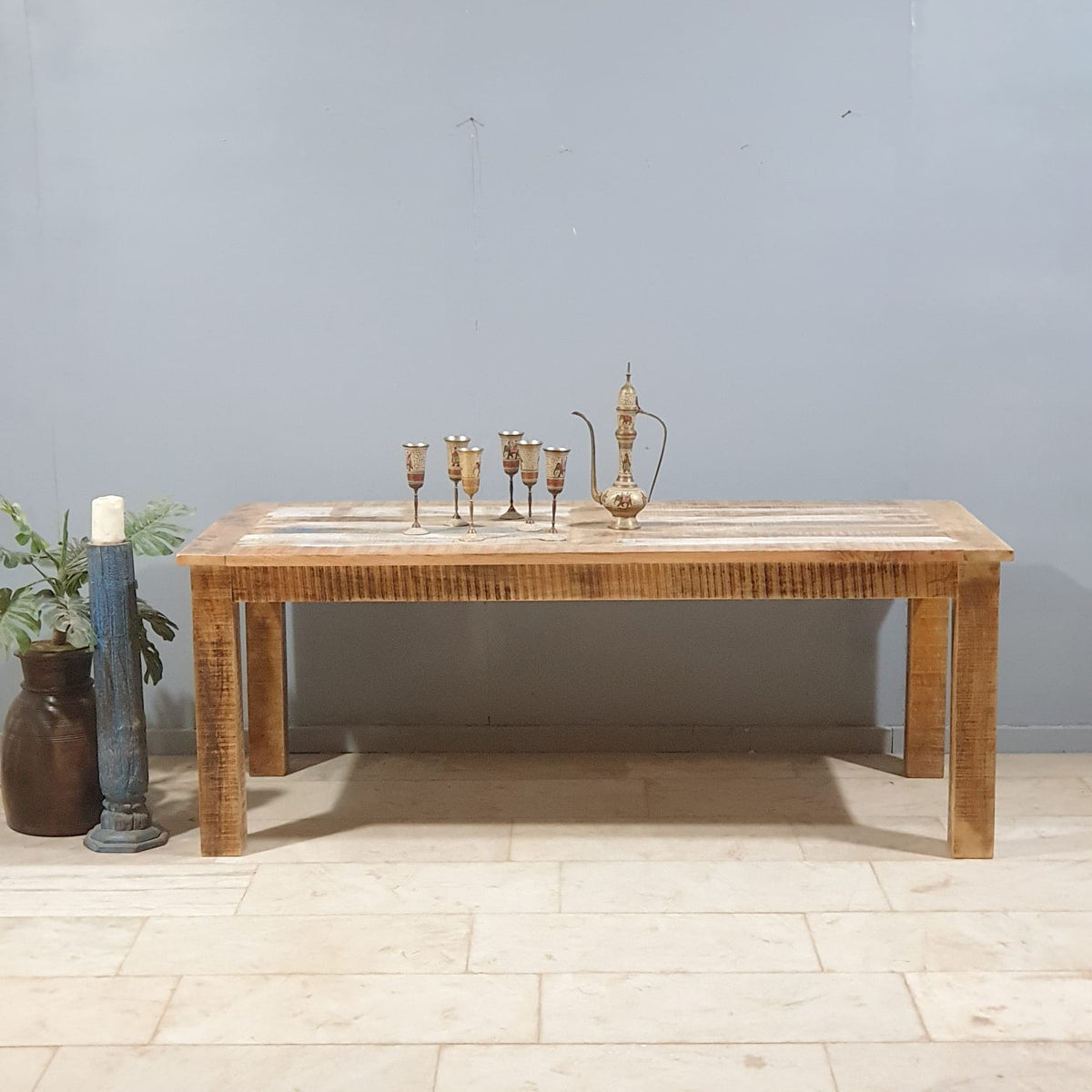 Corso Reclaimed & Mango Wood Rectangle Dining Table 6-8 Seater Natural