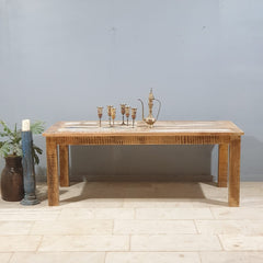 Corso Reclaimed & Mango Wood Rectangle Dining Table 6-8 Seater Natural