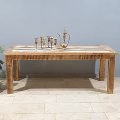 Corso Reclaimed & Mango Wood Rectangle Dining Table 6-8 Seater Natural