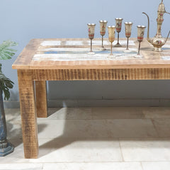 Corso Reclaimed & Mango Wood Rectangle Dining Table 6-8 Seater Natural