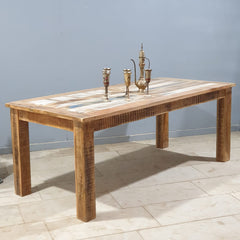 Corso Reclaimed & Mango Wood Rectangle Dining Table 6-8 Seater Natural