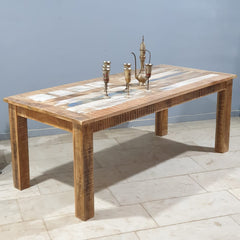 Corso Reclaimed & Mango Wood Rectangle Dining Table 6-8 Seater Natural