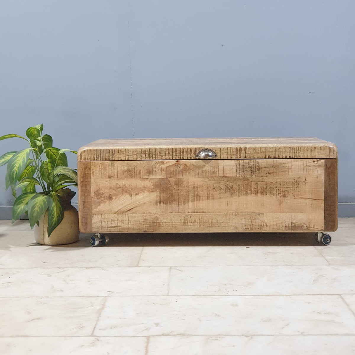 Solid Wooden Shugar Chest Blanket Box Natural 109cm