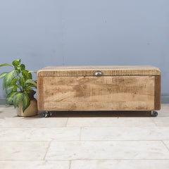 Solid Wooden Shugar Chest Blanket Box Natural 109cm