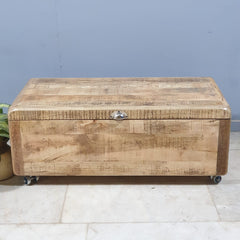 Solid Wooden Shugar Chest Blanket Box Natural 109cm