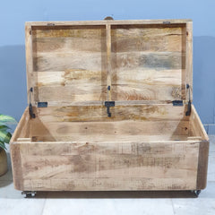 Solid Wooden Shugar Chest Blanket Box Natural 109cm