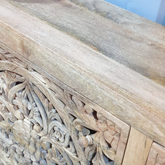 Indian Hand Carved Solid Wood Chest of Drawer Natural D47