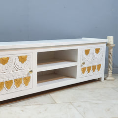 Handmade Indian Furniture Solid Hard Wood TV Unit 160x40x50 cm