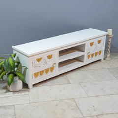 Handmade Indian Furniture Solid Hard Wood TV Unit 160x40x50 cm