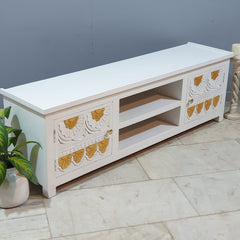 Handmade Indian Furniture Solid Hard Wood TV Unit 160x40x50 cm
