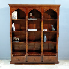Mehrab Indian Hand Carved Solid Wood Bookshelf B43