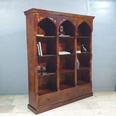 Mehrab Indian Hand Carved Solid Wood Bookshelf B43