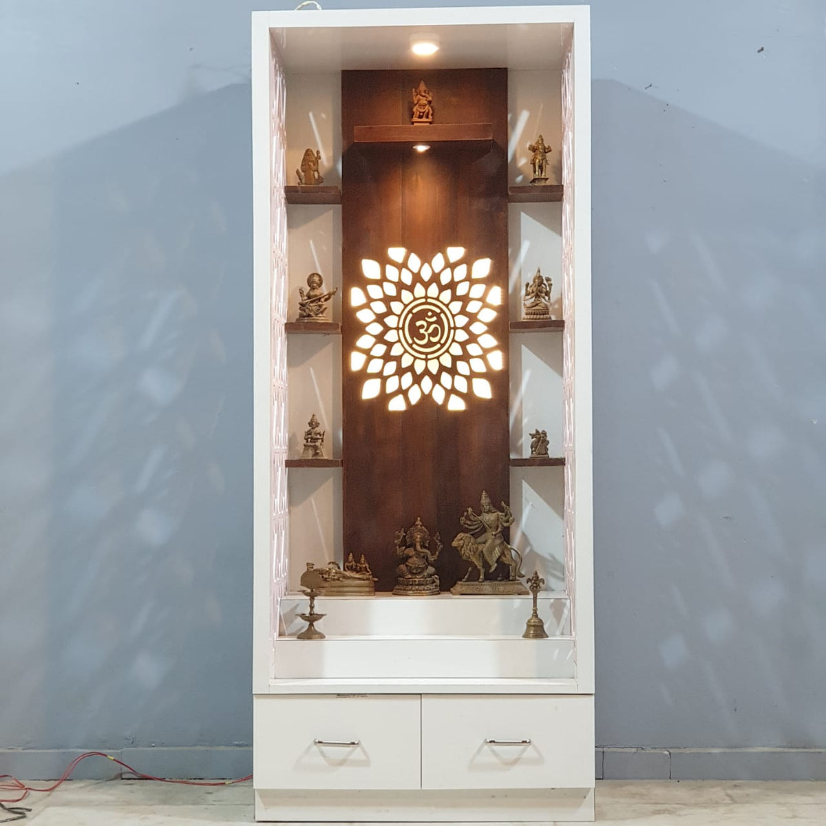 Hand Carved Indian Solid Wood Home Temple 75x45x180 cm