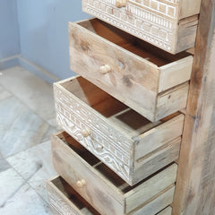The Attic Jodhpur Tallboy Wooden Chest of Drawer Natural 55x40x125 cm