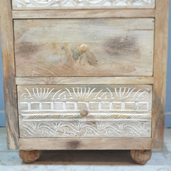 The Attic Jodhpur Tallboy Wooden Chest of Drawer Natural 55x40x125 cm