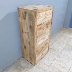 The Attic Jodhpur Tallboy Wooden Chest of Drawer Natural 55x40x125 cm