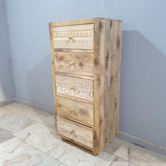 The Attic Jodhpur Tallboy Wooden Chest of Drawer Natural 55x40x125 cm