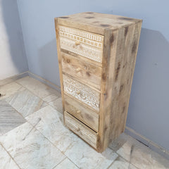 The Attic Jodhpur Tallboy Wooden Chest of Drawer Natural 55x40x125 cm