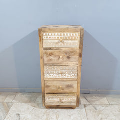 The Attic Jodhpur Tallboy Wooden Chest of Drawer Natural 55x40x125 cm