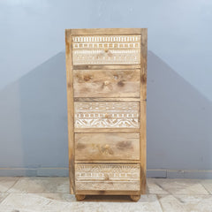 The Attic Jodhpur Tallboy Wooden Chest of Drawer Natural 55x40x125 cm