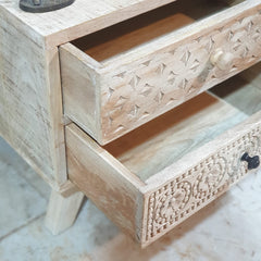 The Attic Duns Solid Wood Bedside Table Natural 50X40X45CM