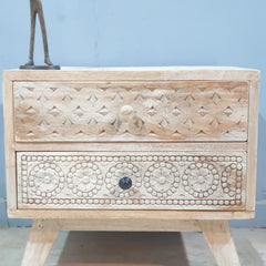 The Attic Duns Solid Wood Bedside Table Natural 50X40X45CM