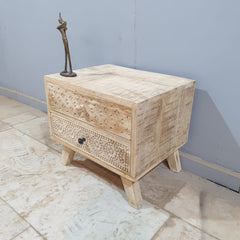 The Attic Duns Solid Wood Bedside Table Natural 50X40X45CM
