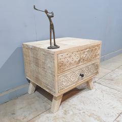 The Attic Duns Solid Wood Bedside Table Natural 50X40X45CM