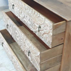 The Attic Jodhpur Wooden Chest of Drawer White Wash D45